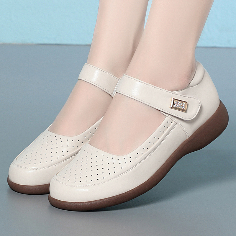 Leather Work Flats Women - Comfortable Breathable Shallow Genuine Leather Shoes