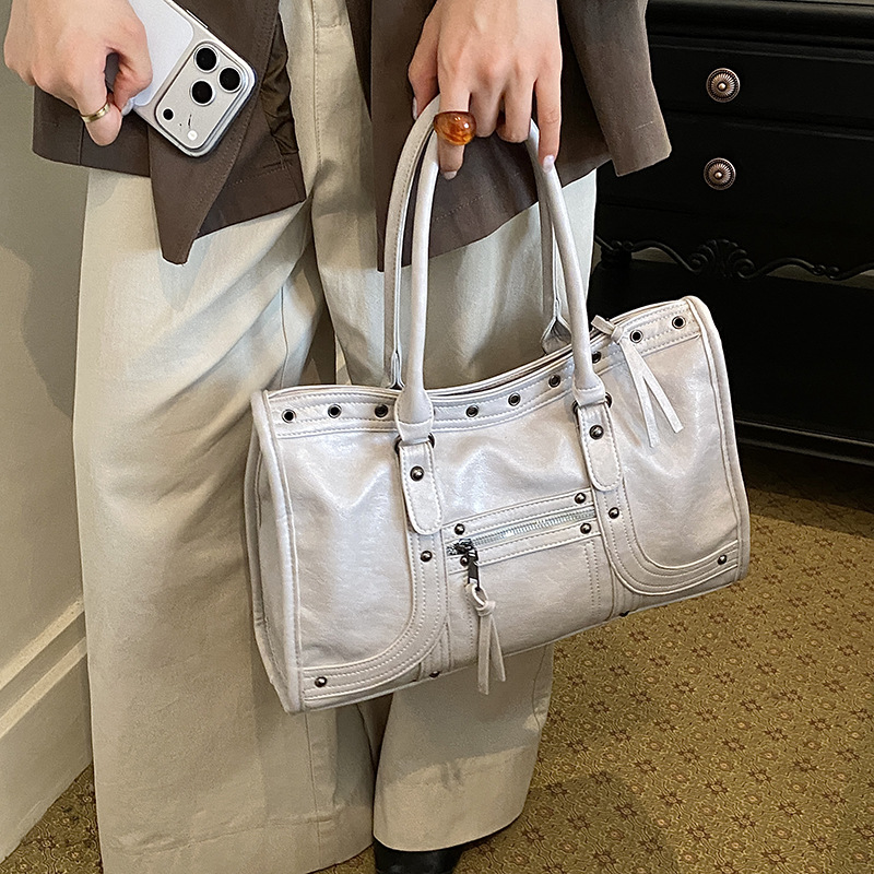 Leatherwork Rivets - Motorcycle Handbag Retro Women Shoulder Crossbody