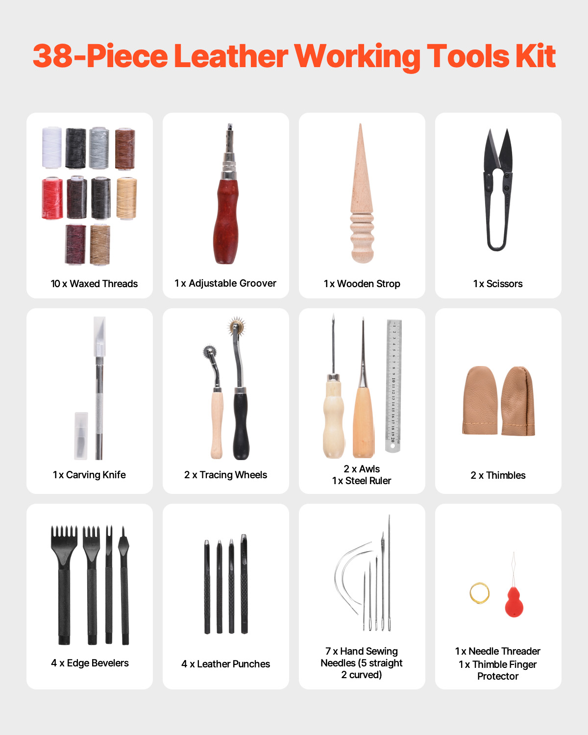 SucceBuy 38/59/61/72/92PCs Lea - Leatherwork Tool Kit review and price
