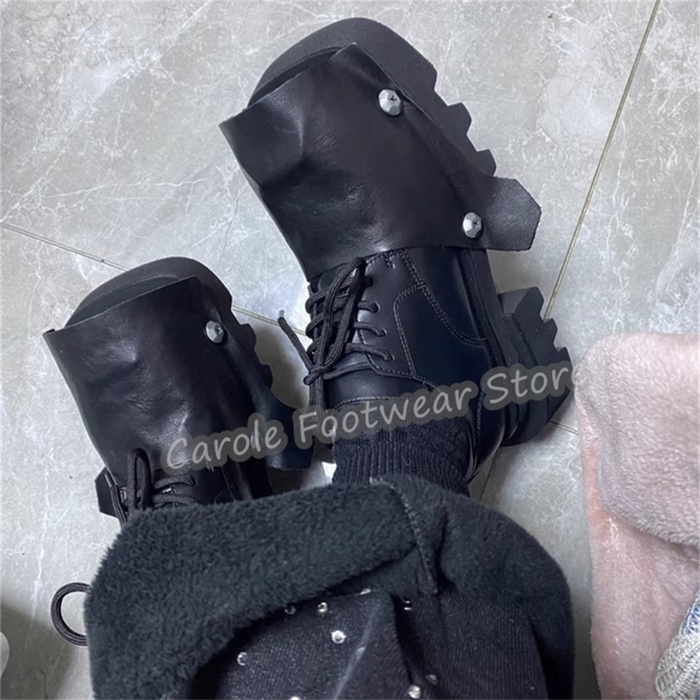 Fashion Square Toe Chunky Bott - Leatherwork Rivets review and price