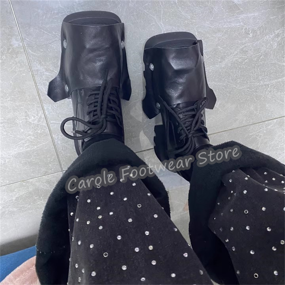Fashion Square Toe Chunky Bott - Leatherwork Rivets review and price