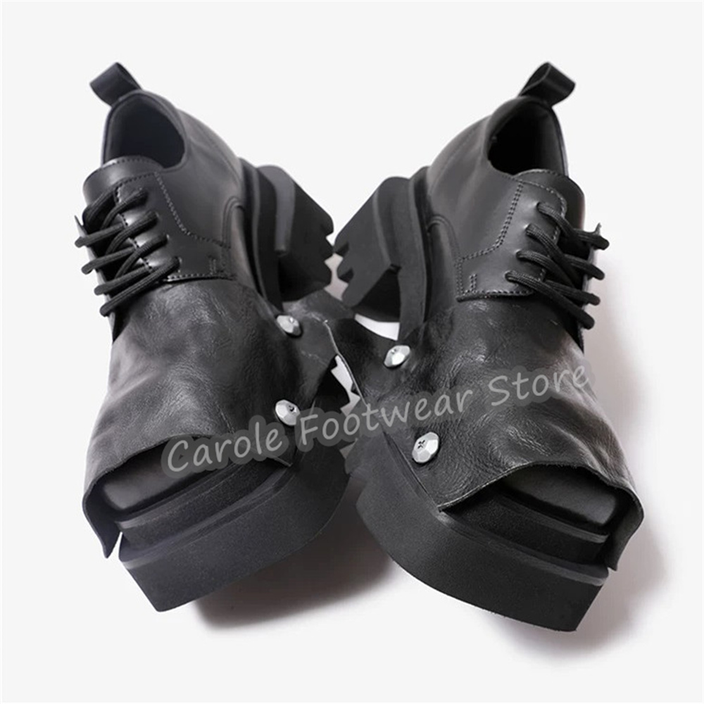Fashion Square Toe Chunky Bott - Leatherwork Rivets review and price
