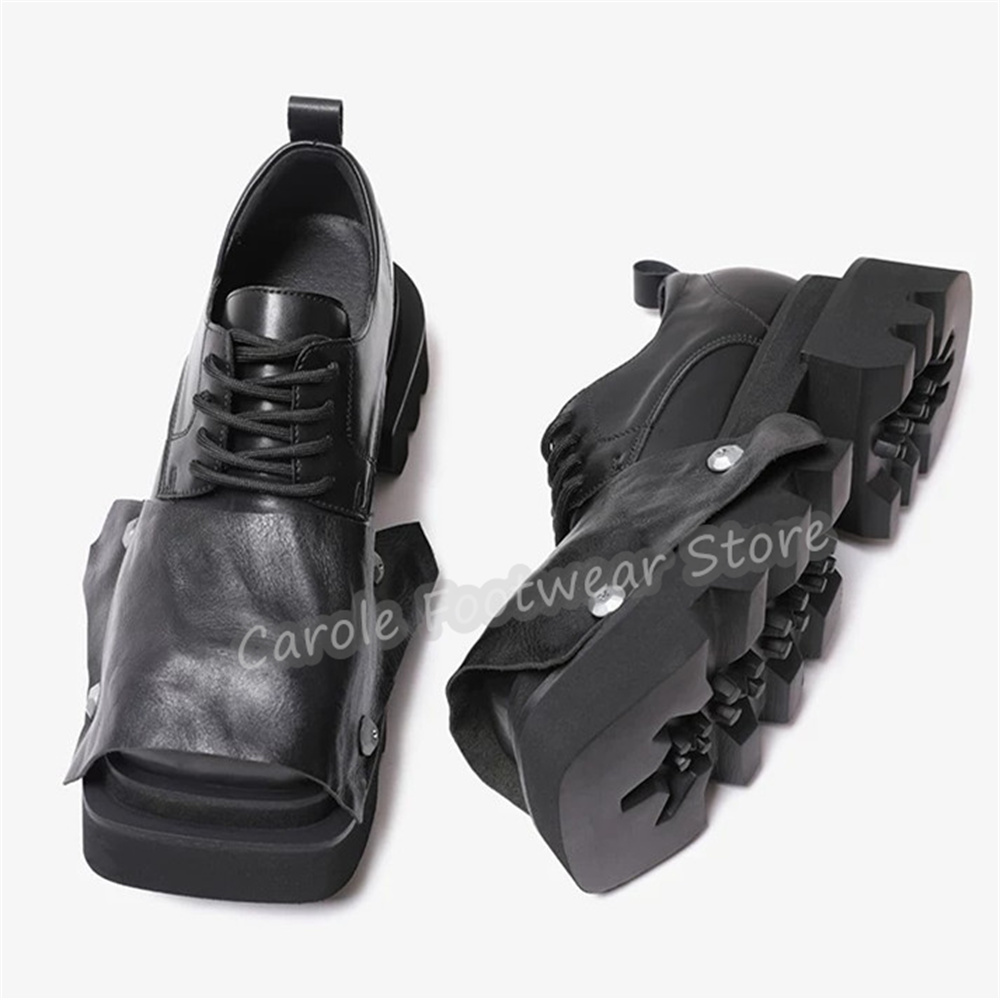Fashion Square Toe Chunky Bott - Leatherwork Rivets review and price