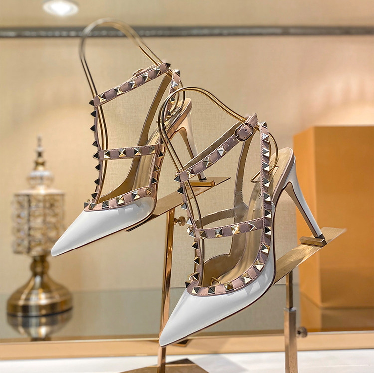 Women Gladiator Heeled Sandals - Leatherwork Rivets review and price