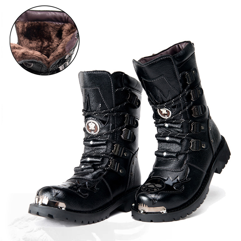 Men's Combat Boots New Winter  - Leatherwork Rivets review and price