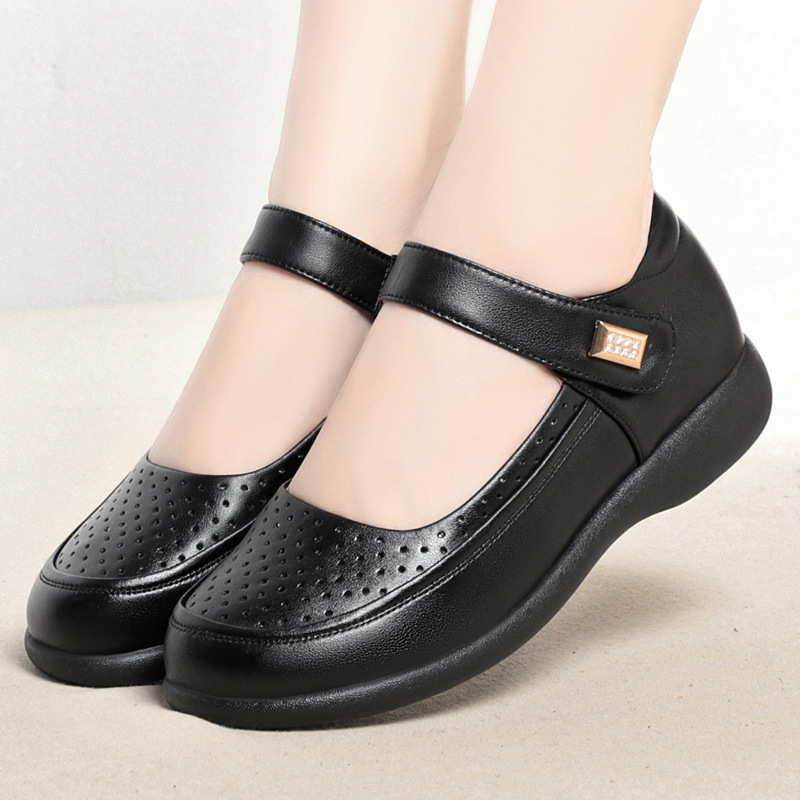 Comfortable Breathable Shallow - Leather Work Flats Women review and price
