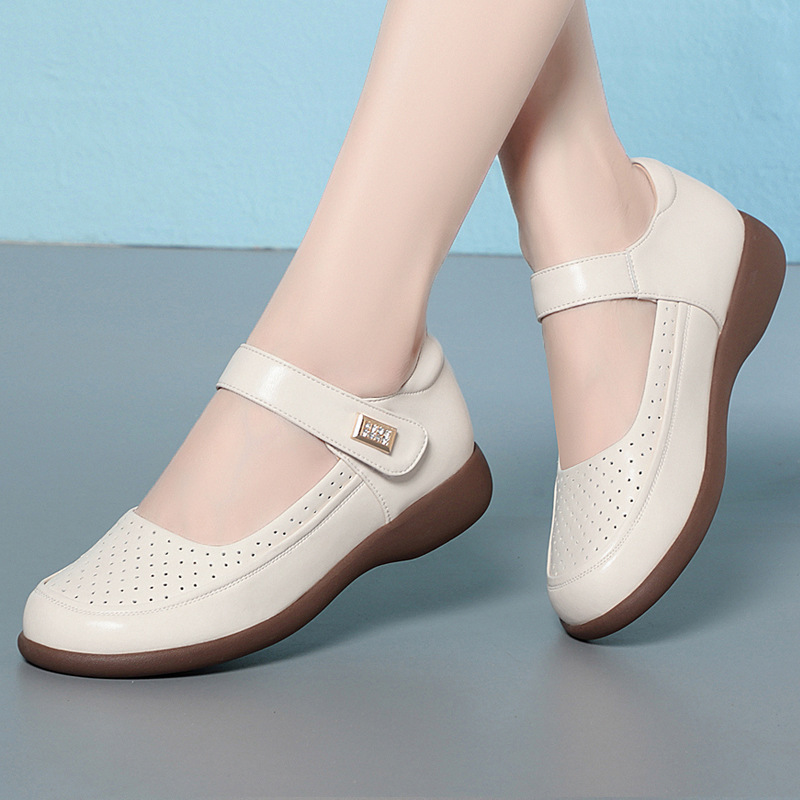 Comfortable Breathable Shallow - Leather Work Flats Women review and price