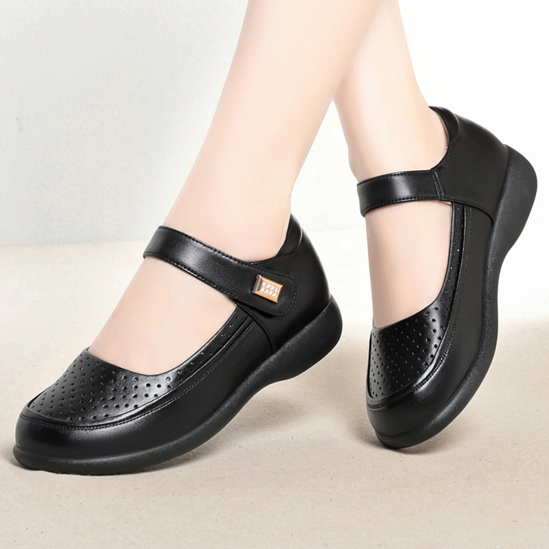 Comfortable Breathable Shallow - Leather Work Flats Women review and price