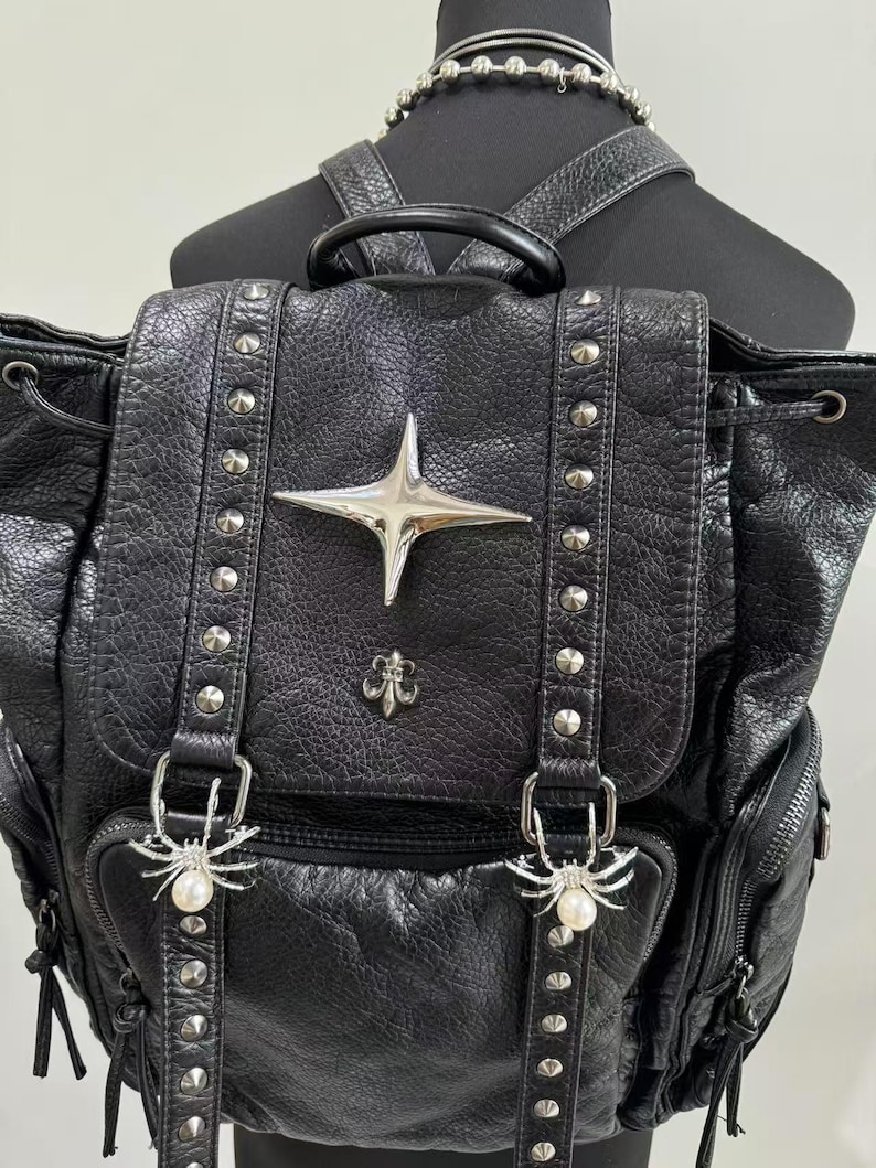 Gothic Punk PU Leather Shoulde - Leatherwork Rivets review and price