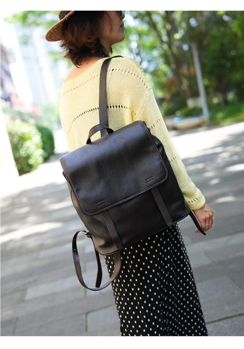 Women Top Grain Cowhide Flap B - Leather Work Womens Backpack review and price