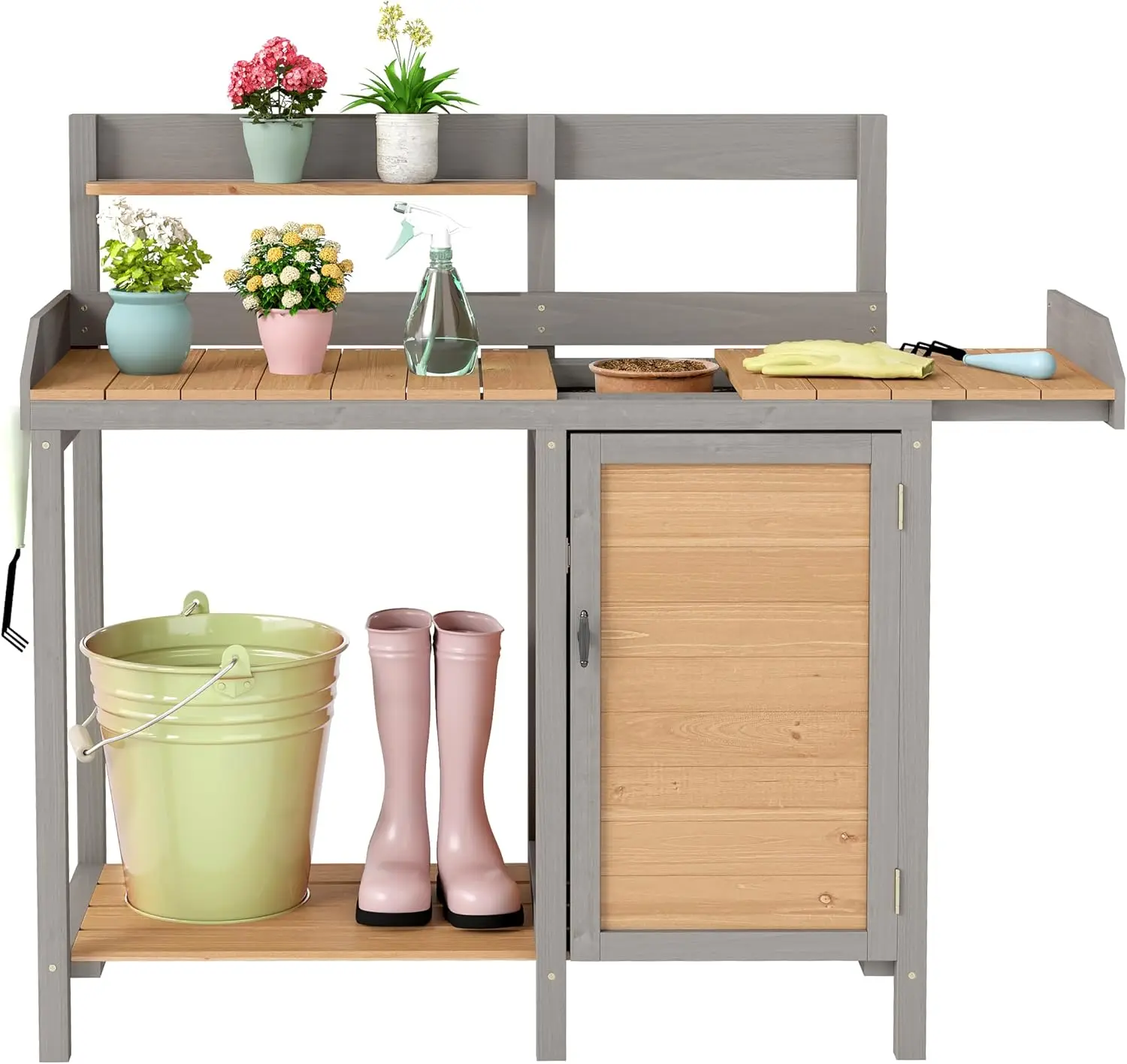 Wooden Potting Bench Table wit - Leatherwork Bench review and price