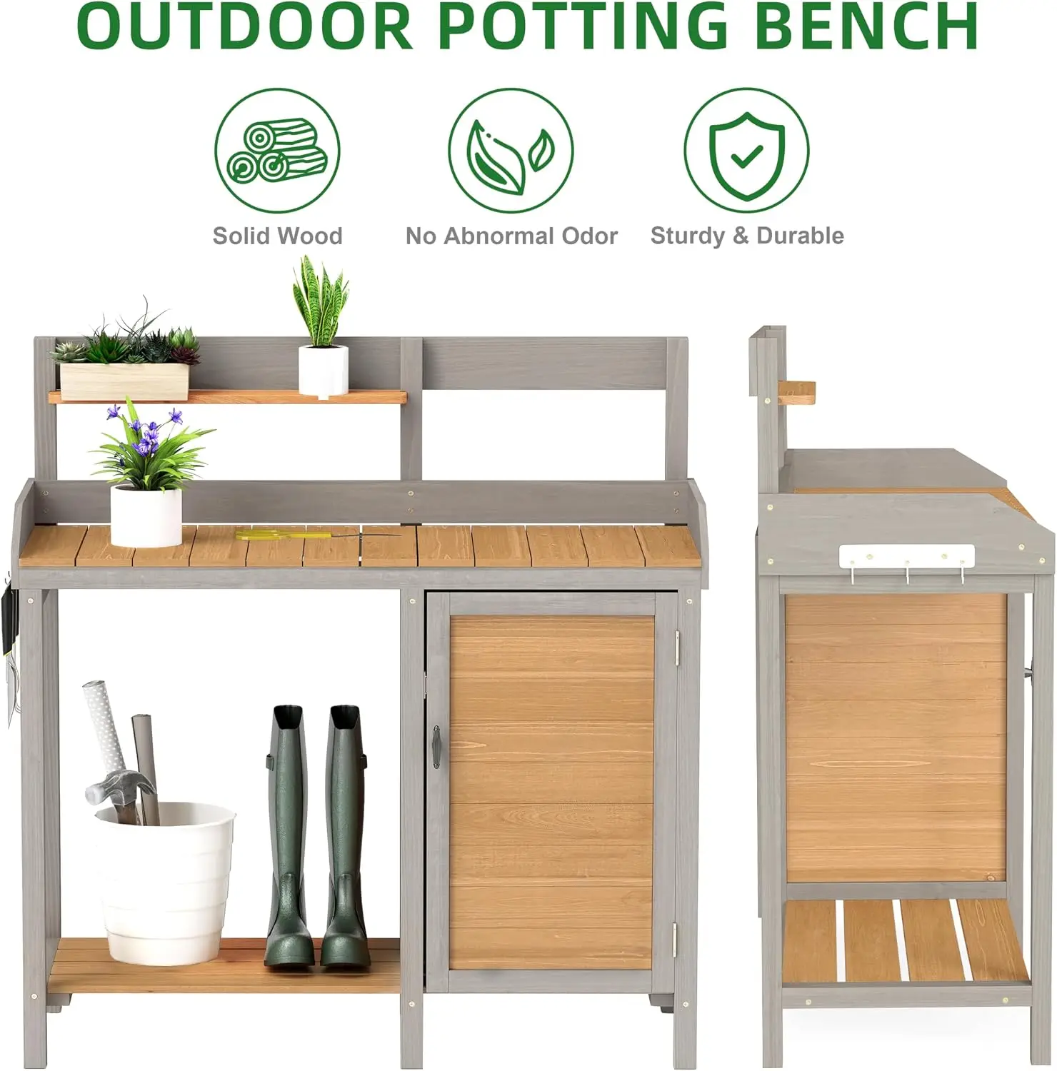 Wooden Potting Bench Table wit - Leatherwork Bench review and price